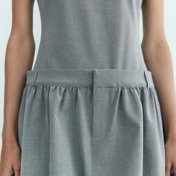 ZARA NEW WOMAN VOLUMINOUS SHORT Bubble Mini DRESS GREY Small 9122/554 - Picture 6 of 16